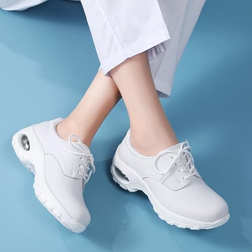 DR.XIRURUCO Women's Lightweight Faux Leather Lace-Up Nursing Shoes