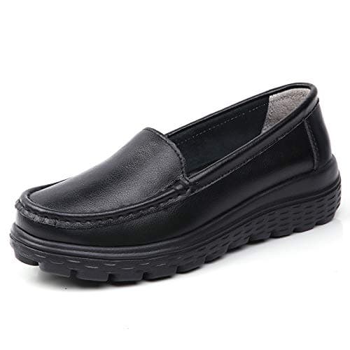 Nursgram Women's Nurse Shoes: Slip Resistant, Breathable, Lightweight Leather Loafers