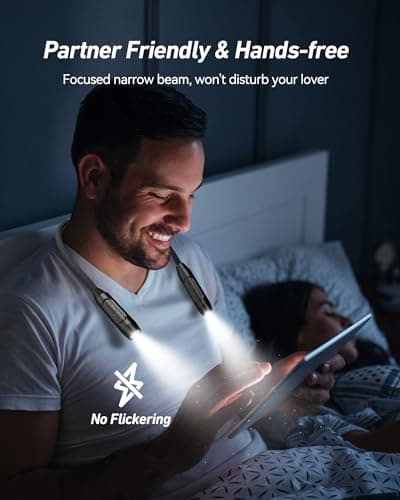 Alampan LED Neck Reading Light, Rechargeable, Hands Free, 3 Colors Dimmable for Crafting and Night Reading