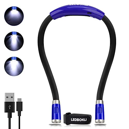 Bendable Neck Reading Light, 6 Brightness Levels, Rechargeable for Bed Reading, Crochet & Knitting