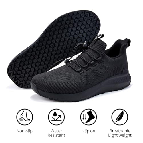 Non-Slip Shoes for Men: Waterproof Work Shoes for Kitchen & Restaurant Black