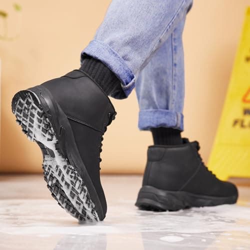 SHULOOK Men's Slip Resistant Non-Slip Work Boots Waterproof Casual Leather Ankle Boot