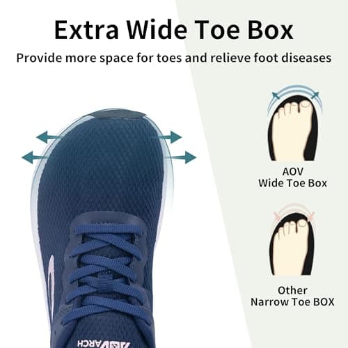 Women's Wide Toe Box Arch Support Walking Shoes for Plantar Fasciitis