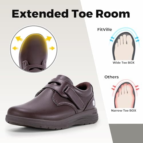 FitVille Diabetic Women's Casual Leather Shoes with Arch Support
