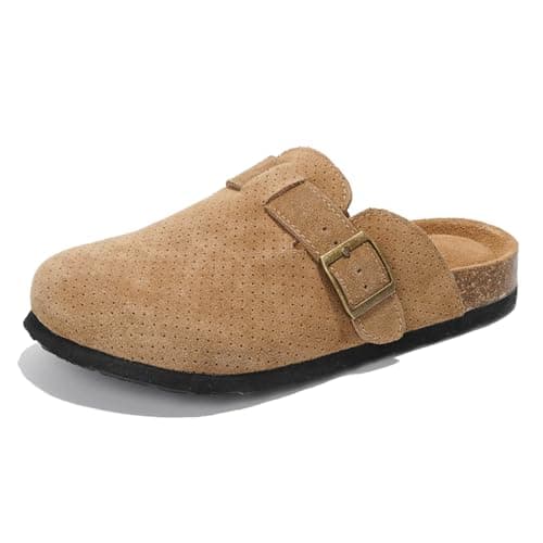 Project Cloud Women's Genuine Suede Footbed Memory Foam Arch Support Clog Slippers (Benton)