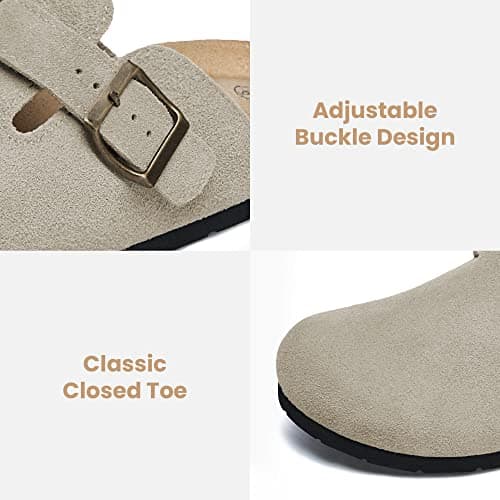 Xiakolaka Women's Suede Adjustable Buckle Slip-On Clogs