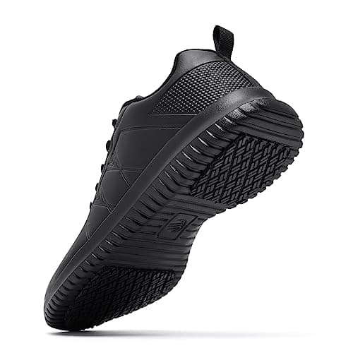 Oil-Proof Non-Slip Kitchen Shoes for Women Black Lace-UpComfortable Work Sneakers