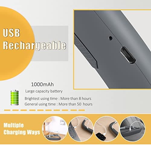 Neck Reading Light, Rechargeable, 5 Color Temperatures, 3 Brightness Modes, Perfect for Knitting & Reading (Gray)