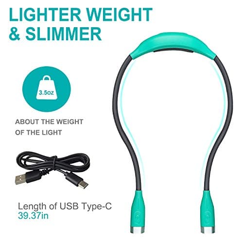 3 Color 3 Brightness USB Rechargeable Neck Reading Lamp for Bed Camping Repair