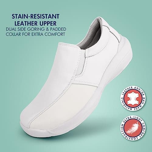Hawkwell Pro Women's Leather Nursing Shoes for Bunions - Lightweight Slip Resistant Orthotic Work Shoes