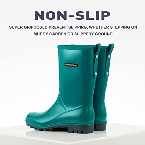 PlanOne Mid-Calf Waterproof Rain Boots for Women Outdoor Comfort.style