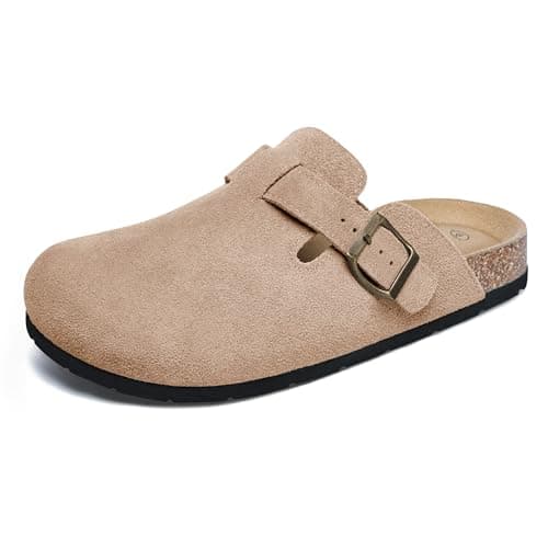 Xiakolaka Women's Suede Adjustable Buckle Slip-On Clogs