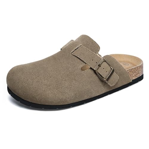 Xiakolaka Women's Suede Adjustable Buckle Slip-On Clogs