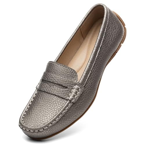 KORDAL Women's Lightweight Leather Penny Loafers - Comfortable Business Casual Shoes