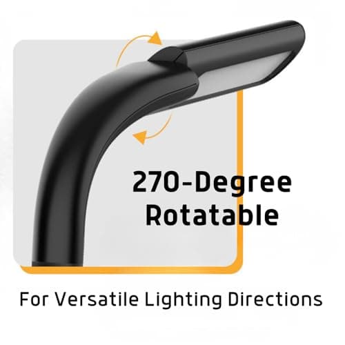 Black Neck Reading Light, Rechargeable LED, 270° Rotatable, Hands-Free, Adjustable Color & Brightness