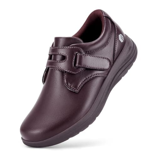 FitVille Diabetic Women's Casual Leather Shoes with Arch Support
