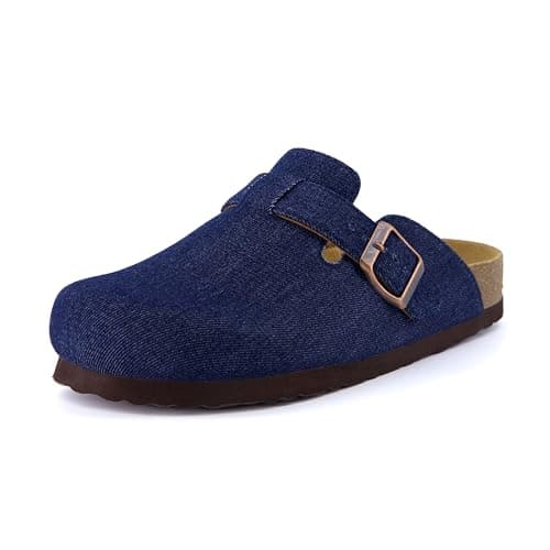 CUSHIONAIRE Hana Slip-On Buckle Clog Wide Width Cork Footbed