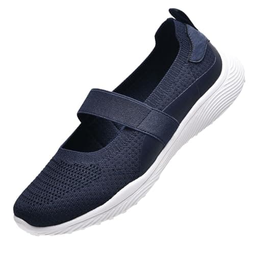 HONHOLD Women's Comfortable Knit Mary Jane Flat Shoes with Arch Support