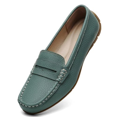 KORDAL Women's Lightweight Leather Penny Loafers - Comfortable Business Casual Shoes