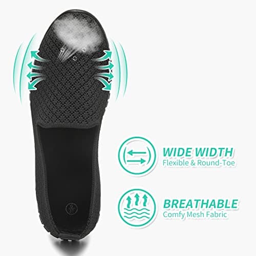 BABUDOG Breathable Black and White Mesh Flats Casual Comfortable Walking Shoes