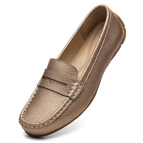 KORDAL Women's Lightweight Leather Penny Loafers - Comfortable Business Casual Shoes