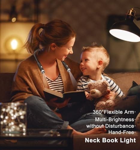 3-Level Brightness Neck Reading Light - Hands-Free, Rechargeable, Perfect for Reading, Knitting, Camping, Black