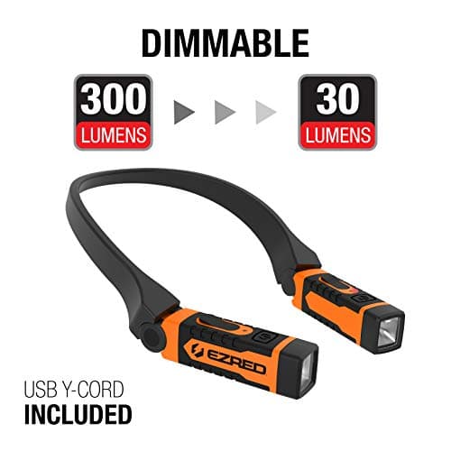 Rechargeable Neck Lights for Hands-Free Lighting: Orange & Bright Red/Black