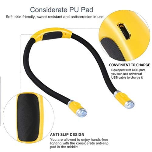 Rechargeable 4 LED Book Light, Bright Neck Hug Light for Reading in Bed