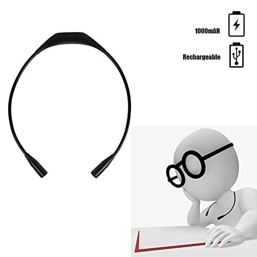 4 LED Black Neck Book Light, 2 Brightness Settings, USB Rechargeable for Reading in Bed
