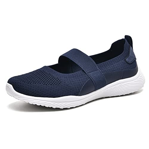 HONHOLD Women's Comfortable Knit Mary Jane Flat Shoes with Arch Support