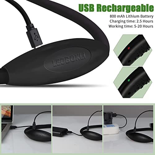 Neck Reading Light Rechargeable, Bedtime Book Light (2 Pack)