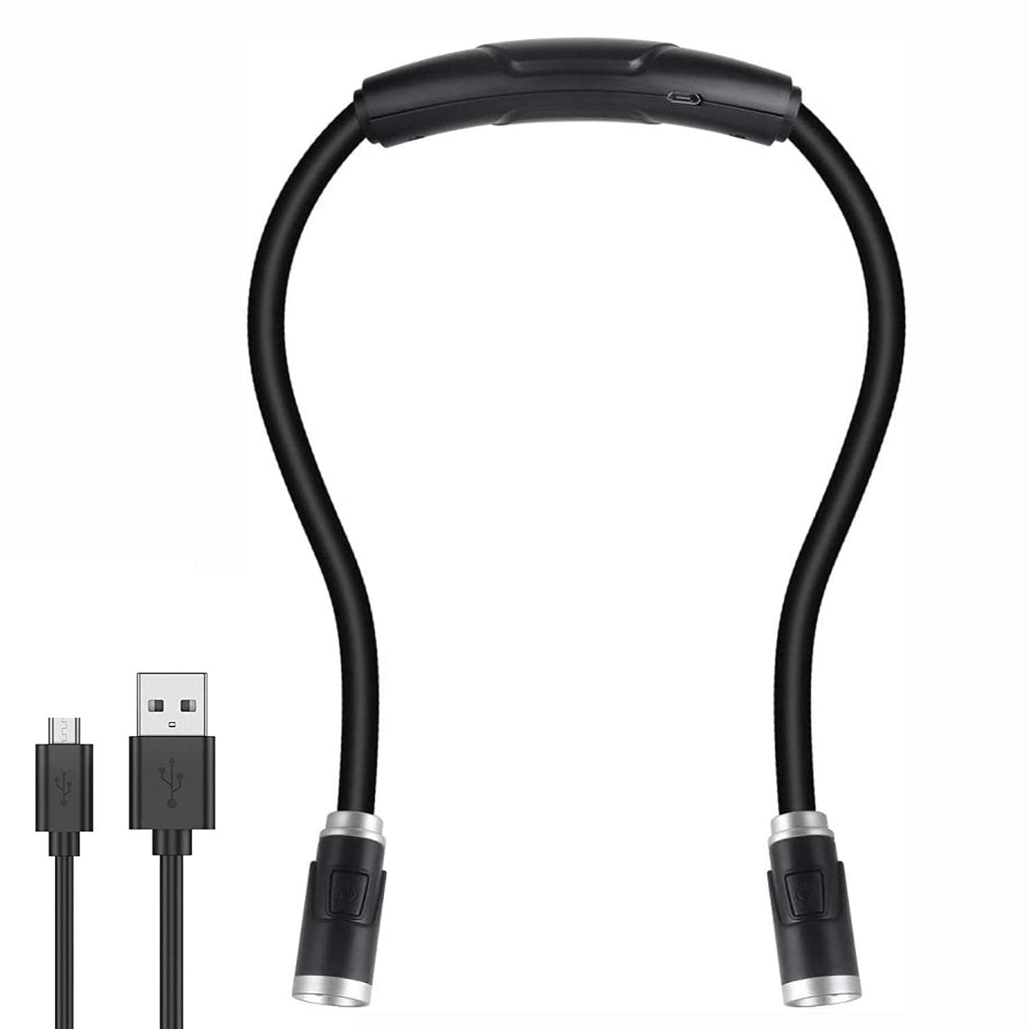 Black Rechargeable LED Neck Book Light with 3 Modes for Reading, Knitting, Camping