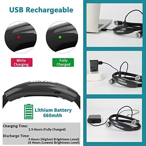 Rechargeable LED Neck Reading Light for Bedtime Reading (2 Pack)…