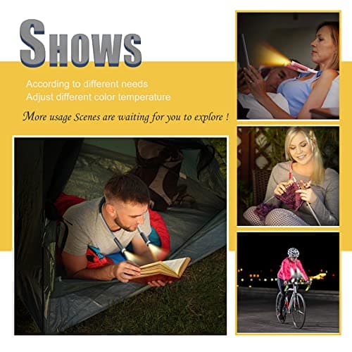 Neck Reading Light, Rechargeable, 5 Color Temperatures, 3 Brightness Modes, Perfect for Knitting & Reading (Gray)