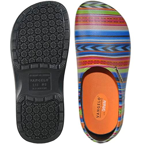 VANGELO Professional Men's Slip Resistant Nurse & Chef Shoe, Waterproof, Black Lime White Multicolor