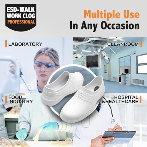 Women's Non-Slip Work Slippers, Waterproof & Oil Resistant, Anti-Static, Ideal for Hospitals, Kitchens, Labs, and Home