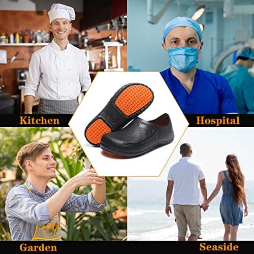 Nonslip Water Proof Chef Shoes for Men | Comfortable Nursing Shoes Seaside-Zapatos de Cocina para Hombres
