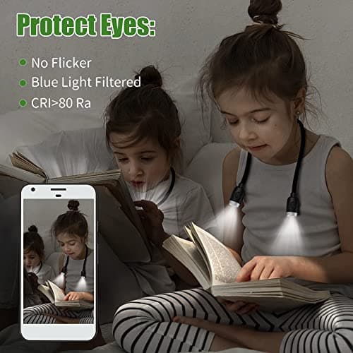 Neck Reading Light Rechargeable, Bedtime Book Light (2 Pack)