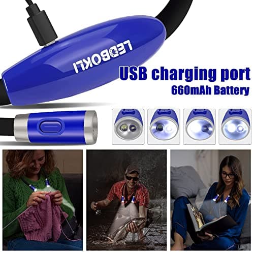 Rechargeable LED Neck Reading Light, 2 Pack, Bedtime Book Light