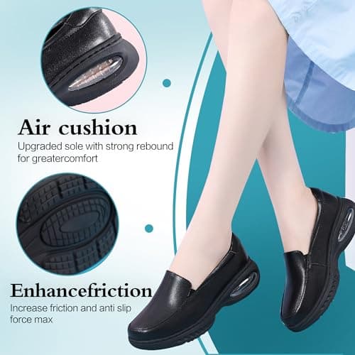 Anti-Slip Comfortable Nurse Shoes for Women Lightweight Casual Leather