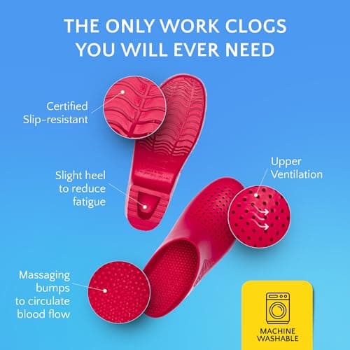 CALZURO Classic Work Clogs with Holes - Non-Slip Autoclavable Kitchen and Nursing Shoes