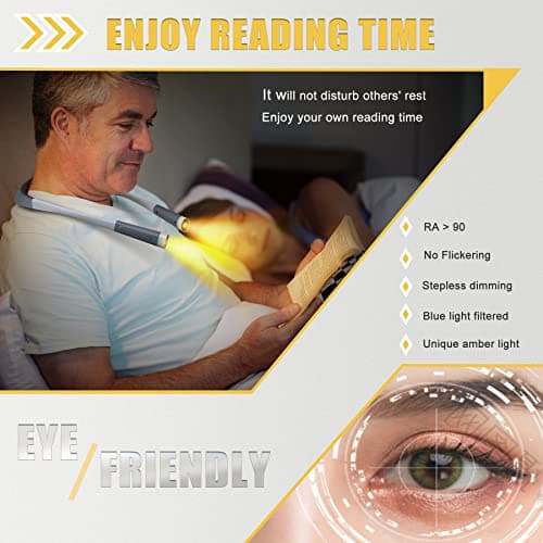 Neck Reading Light, Rechargeable, 5 Color Temperatures, 3 Brightness Modes, Perfect for Knitting & Reading (Gray)