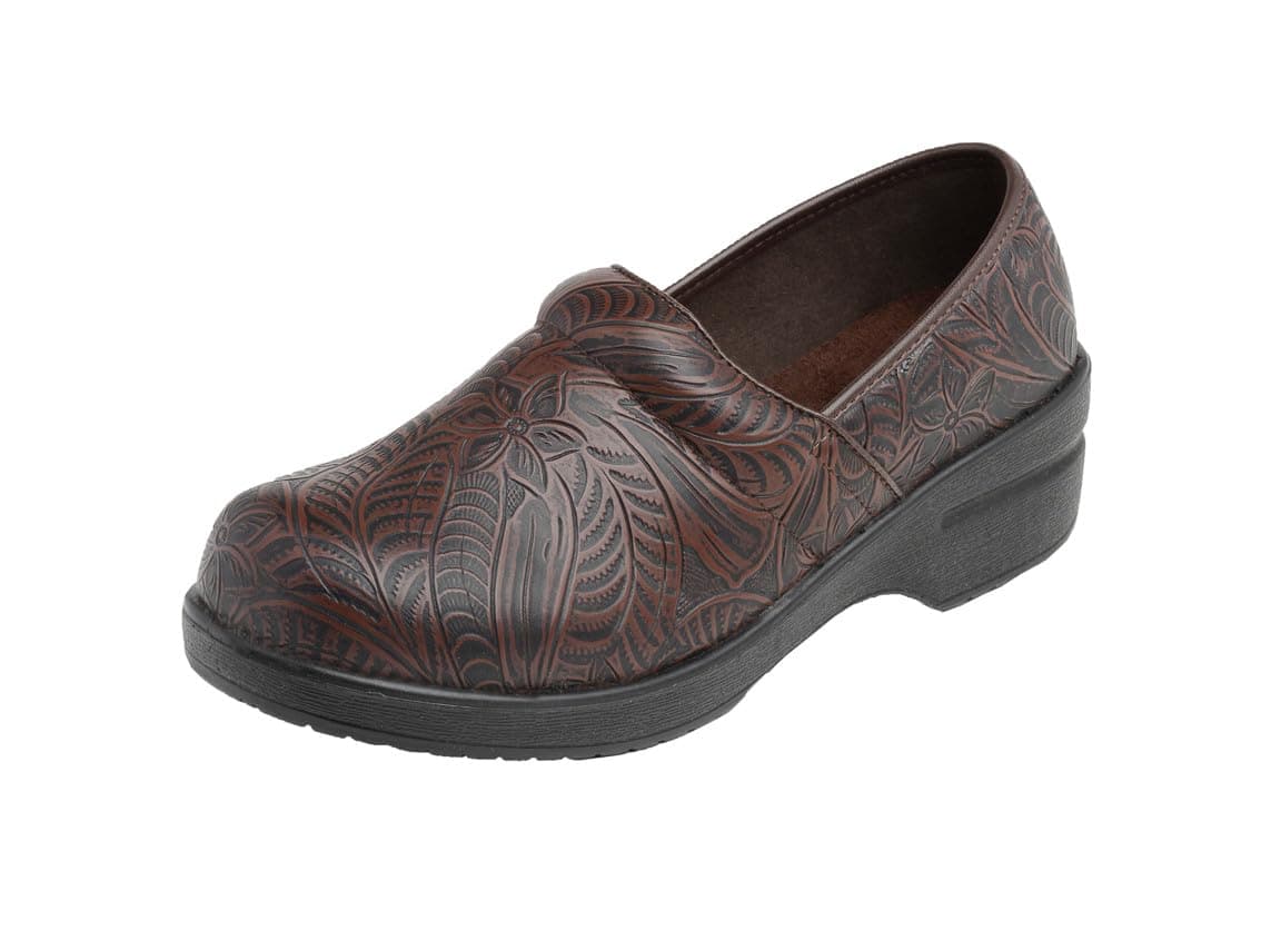 CUSHIONAIRE Women's Claire Slip-On Clog, Vegan Leather, Memory Foam Comfortheel