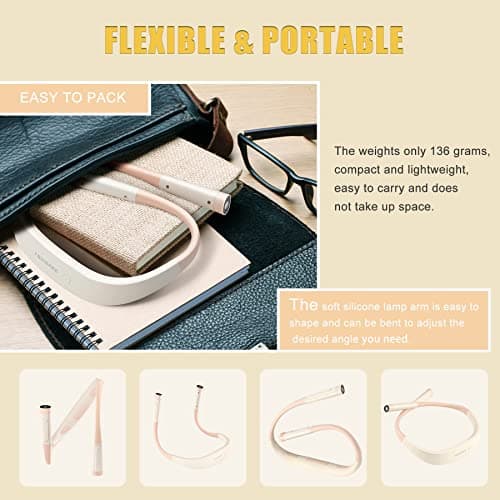 Rechargeable Neck Reading Light with Adjustable Color Temperatures and Brightness, Ideal for Knitting, Crafting, Crochet, Camping, and Bedtime Reading