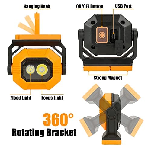 Rechargeable LED Work Light with 3 Modes (1 PCS)