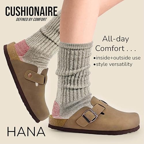 CUSHIONAIRE Hana Slip-On Buckle Clog Wide Width Cork Footbed
