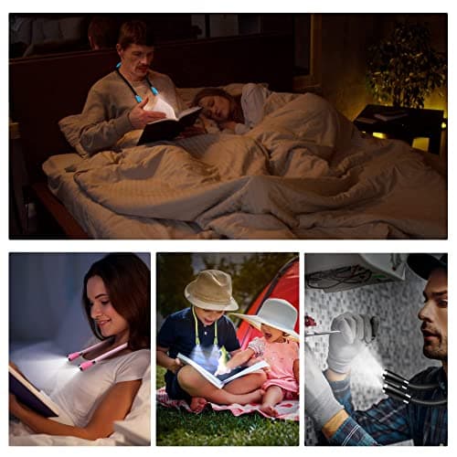USB Rechargeable Bedside Reading Lamp, 4 LED, 4 Brightness Levels, Hands-Free for Night Jogging (Blue)