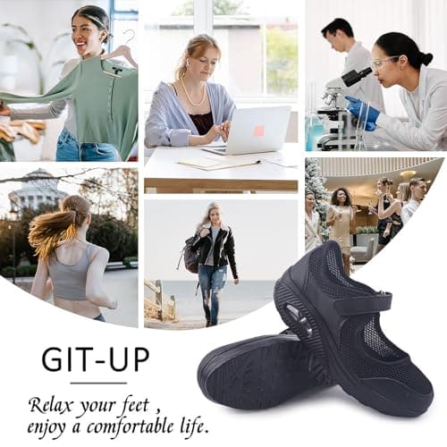 Git-up Women's Comfortable Non-Slip Nursing Shoes for Heel Pain Arthritis Diabetes
