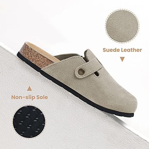 Xiakolaka Women's Suede Adjustable Buckle Slip-On Clogs