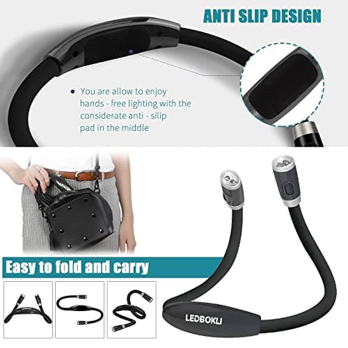 Rechargeable LED Neck Reading Light for Bedtime Reading (2 Pack)…